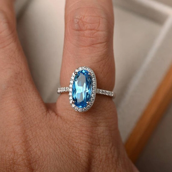 Versatile Fashion Oval Topaz Engagement Ring