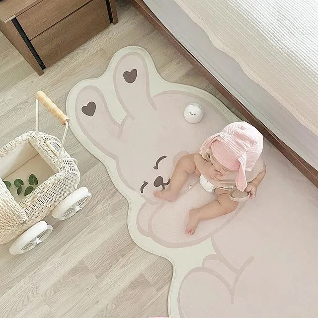 Plush Play Floor Mat Rabbit Printing Carpet Baby Crawling Mat Carpet
