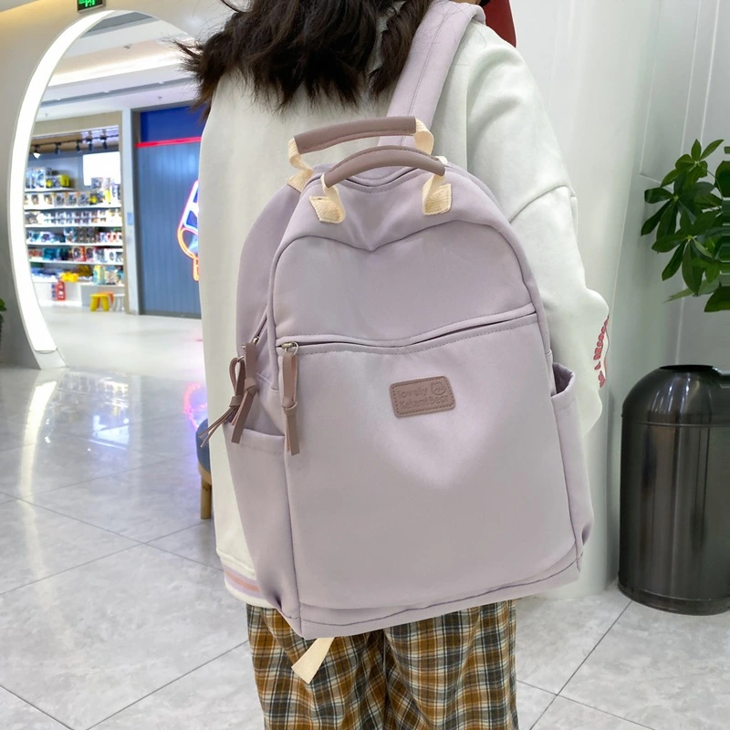 Korea Ins Simple Solid Color School Bag Female