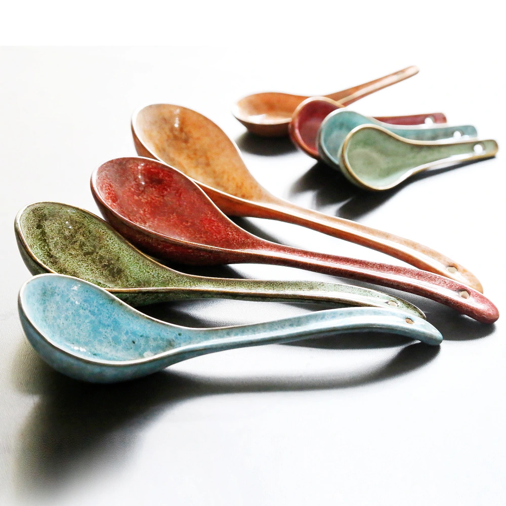 Ceramic Long Handled Spoon Household