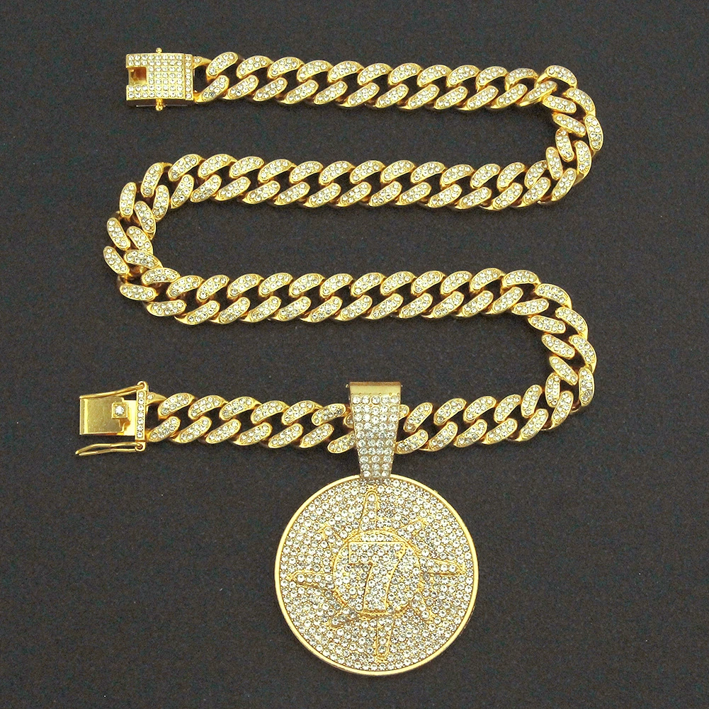 Diamond Digital Round Pendant Necklace