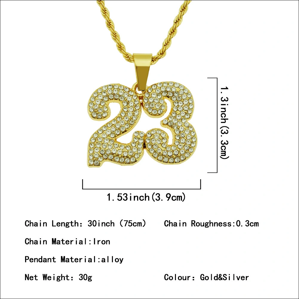 Men's Hip-hop 23 Digital Street Pendant Necklace
