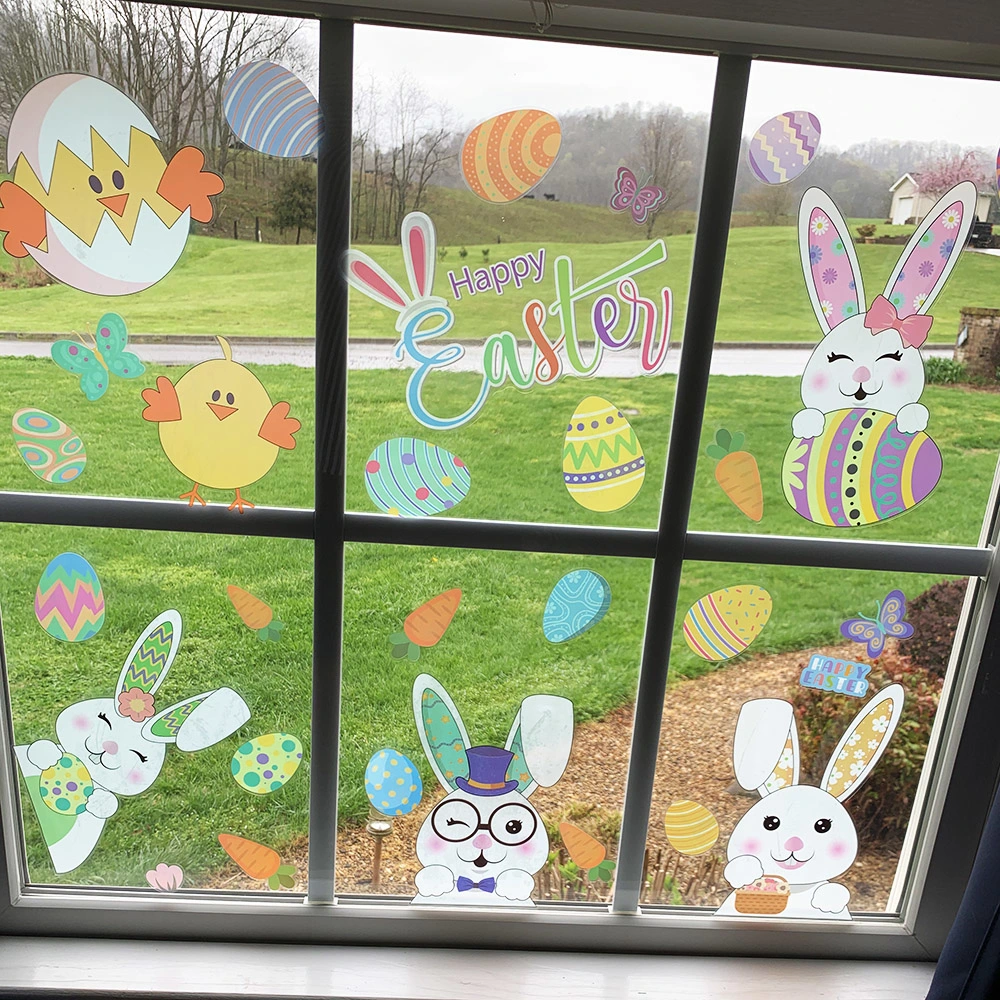 Cartoon Egg Easter Wall Sticker Window Glass Festive Decoration