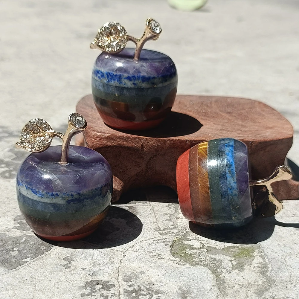 Colorful Apple Christmas Gift Commemorative Natural Stone Fruit Small Ornaments