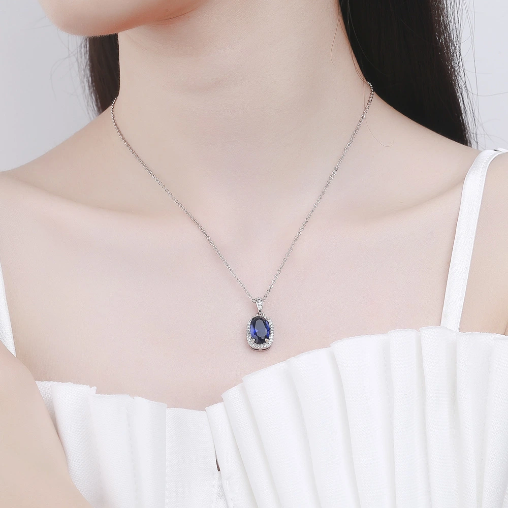 Women's Fashion Sapphire Zircon Pendant Necklace