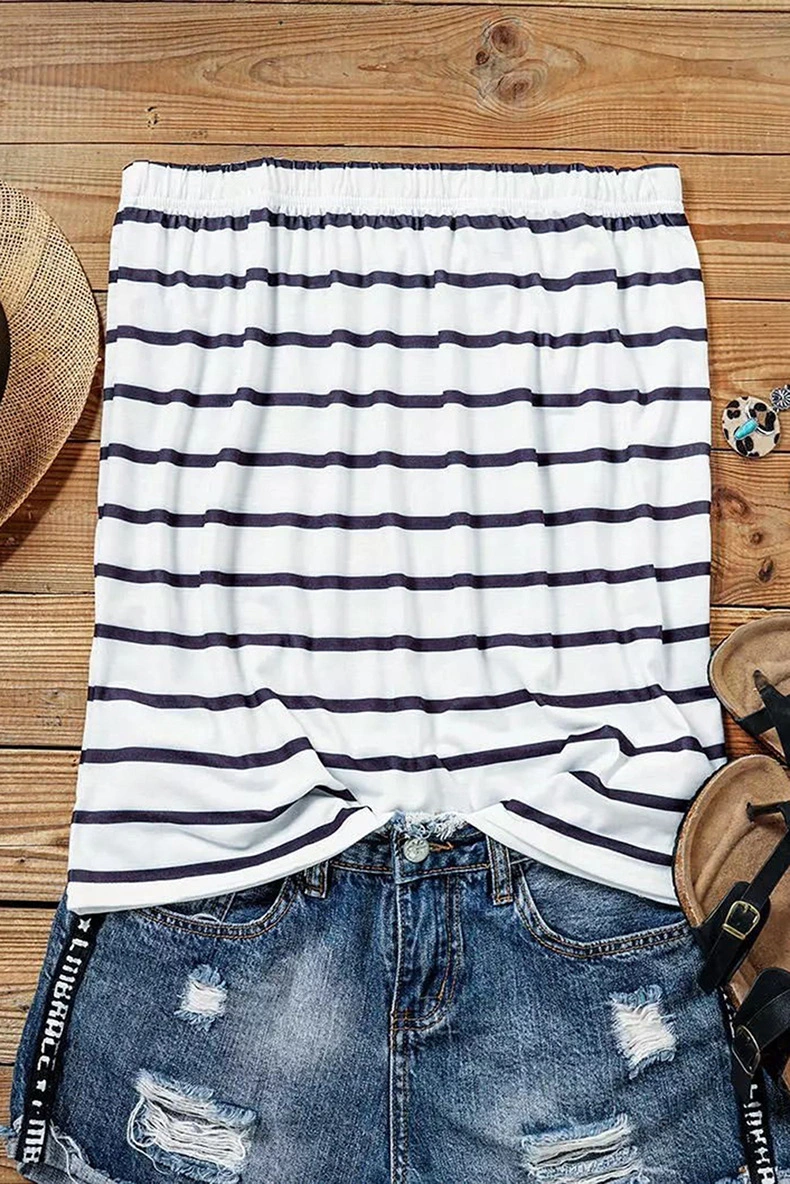 Fashion Striped Off Shoulder Vest