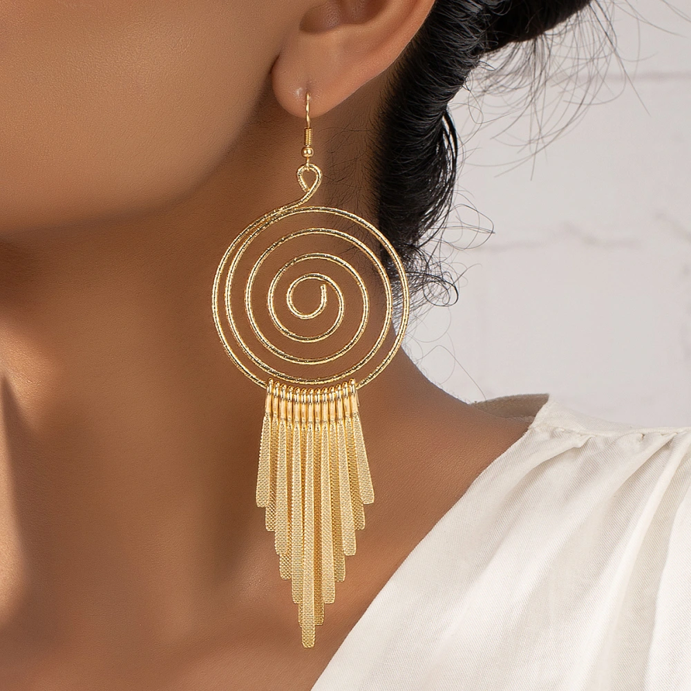 Exaggerated And Personalized Vortex Gear Circle Spiral Earrings