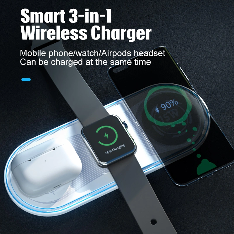 New Flat 3-in-1 Wireless Charger 15W Ambient Light