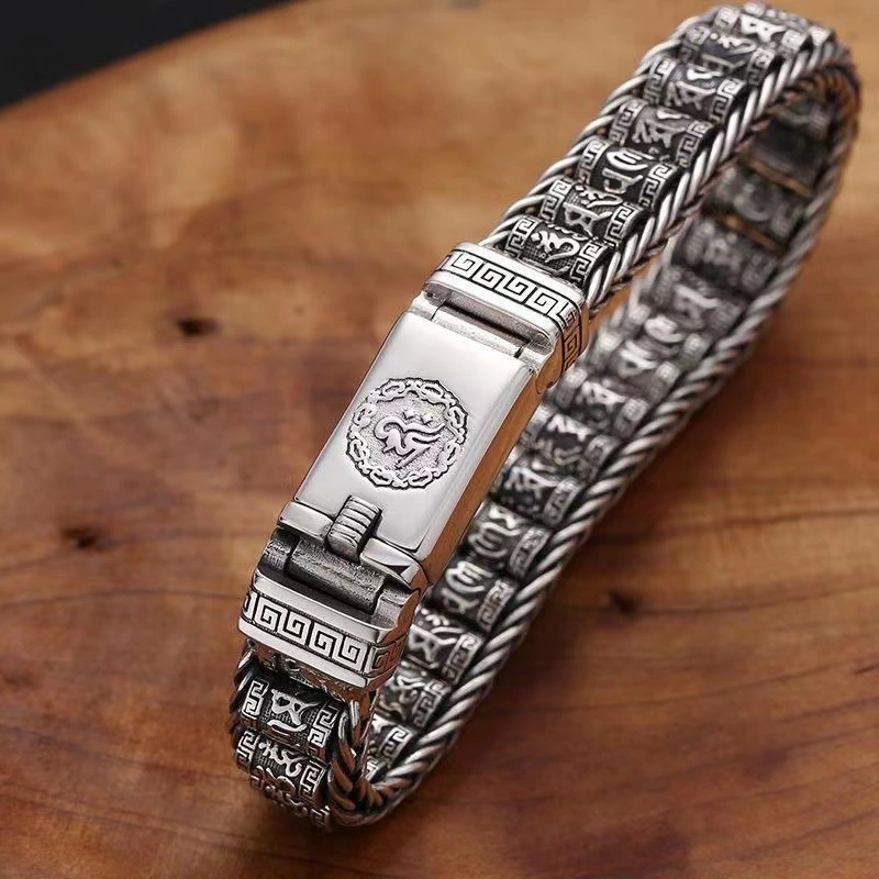 Thai Silver Bracelet With Six Words Of Truth