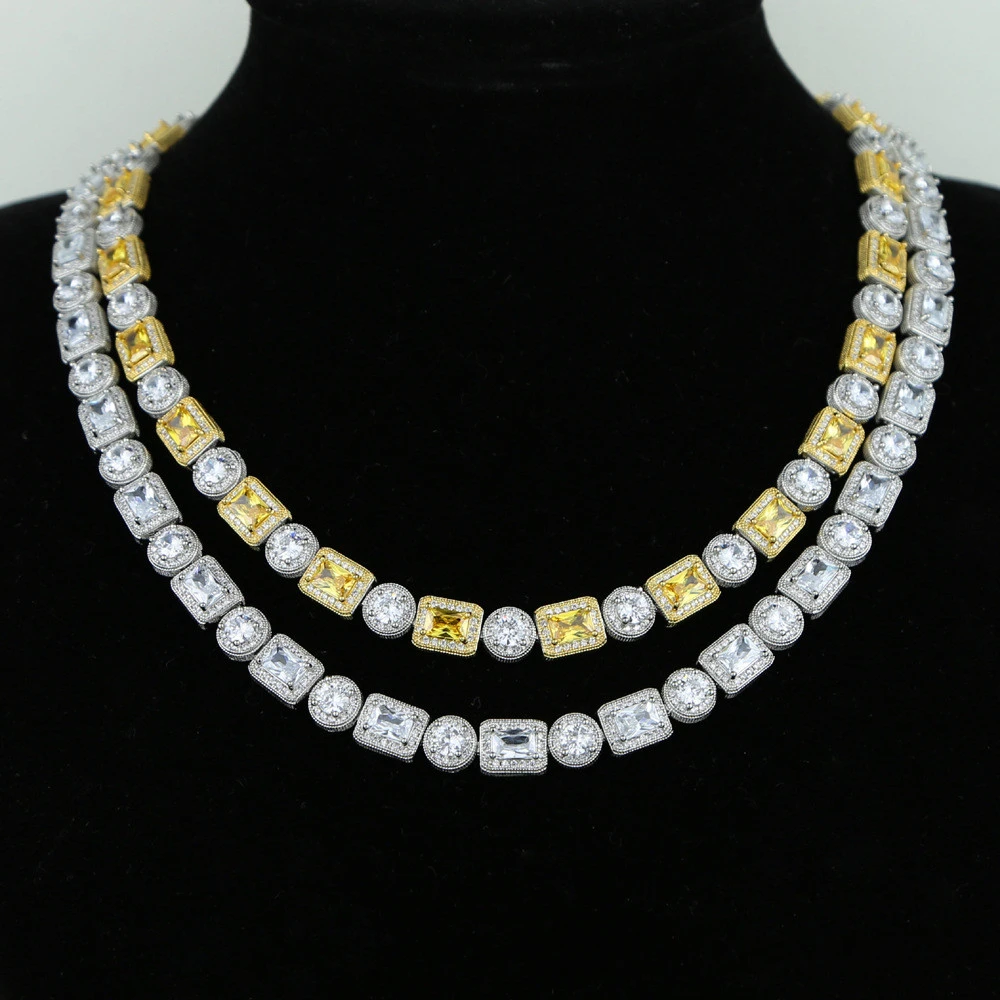 New Round Rectangular Zircon Necklace