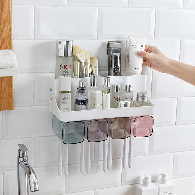 Toothbrush Holder Bathroom Shelving Hole-free Suction Wall