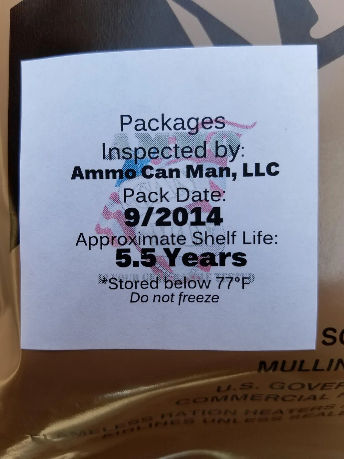 Genuine Military MRE Meal with Inspection Date September 2017 or Newer (Cheese tortellini)