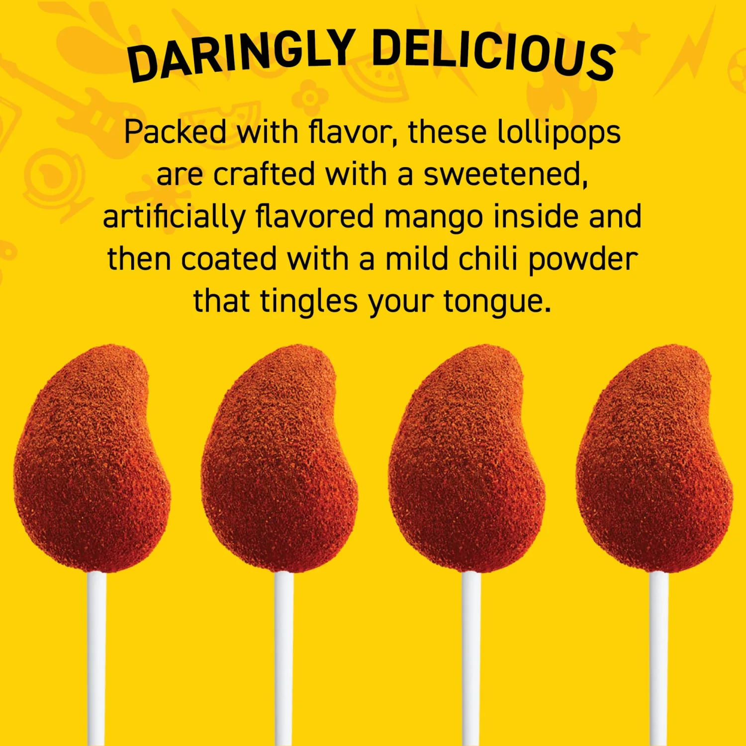 Vero Mango Lollipops Coated with Chili Powder, Hot and Sweet Candy Treat, Artificially Flavored, Net Wt. 19.7 Ounces, 40 Count Bag