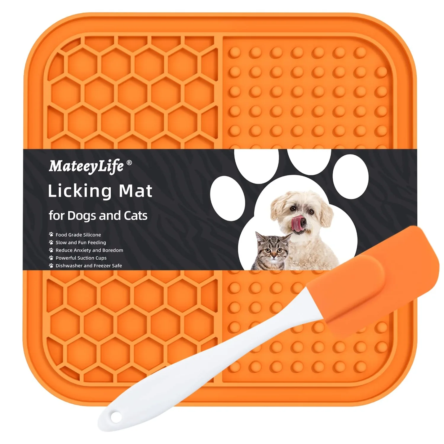MateeyLife Licking Mats for Dogs and Cats, Premium Lick Pad with Suction Cups for Dog Anxiety Relief, Dog Puzzle Enrichment Toys for Boredom Reducer, Dog Food Mat Perfect for Bathing Grooming