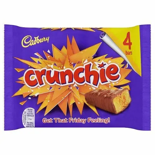 Chocolate Bar Pack Cadbury Crunchie Candy Imported From The UK England The Best Of British Honey Comb Coated In Chocolate Crunchie Bar Pack of 5_AB