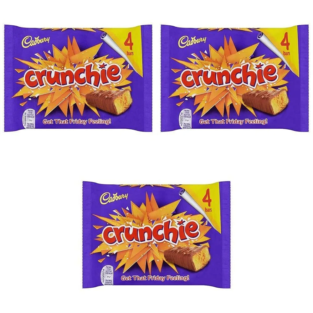 Original Cadbury Crunchie Chocolate Bar Pack Cadbury Crunchie Candy Imported From The UK England The Best Of British Honey Comb Coated In Chocolate Crunchie Bar Pack of 3