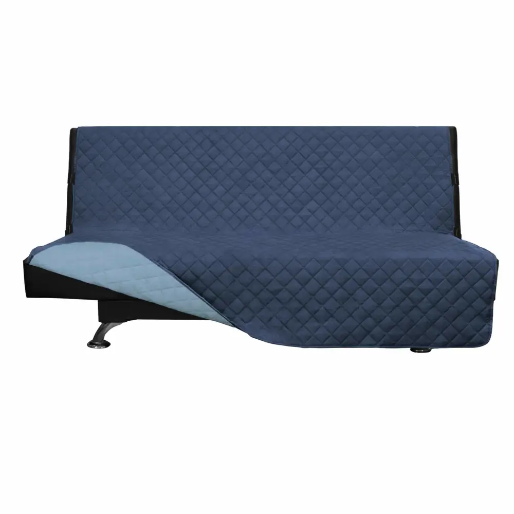 Easy-Going Futon Sofa Slipcover Reversible Sofa Cover Armless Futon Cover Furniture Protector Couch Cover Water Resistant Pets, Kids, Children, Dog, Cat (Futon, Dark Blue/Light Blue)