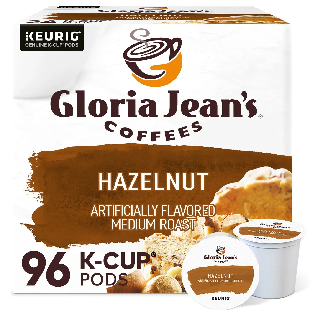 Gloria Jean's Coffees Hazelnut, Single-Serve Keurig K-Cup Pods, Flavored Medium Roast Coffee, 96 Count