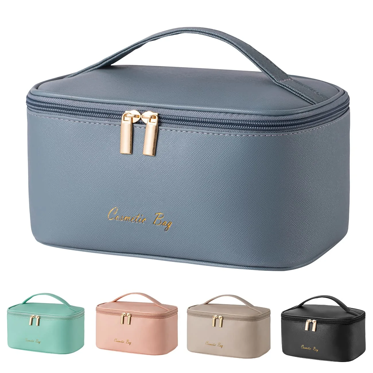 KITENROM Preppy Makeup Bag Small Cosmetic Bags for Women Little Pouch Toiletry Organizer Cute(Haze Blue)