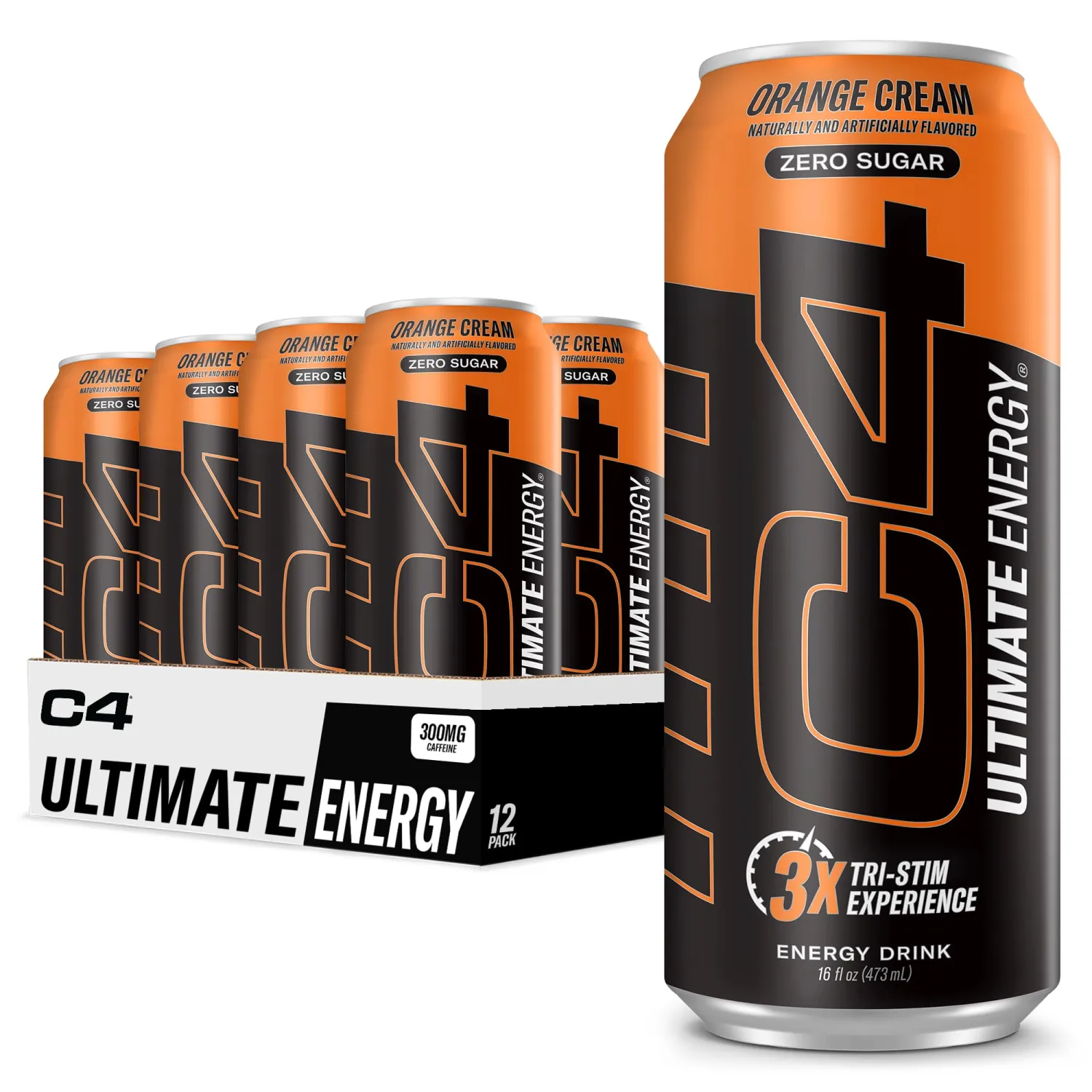Cellucor C4 Ultimate | Pre Workout Sugar Free Energy Drink | Tri-Stim Experience with 300mg Caffeine + TeaCrine + Dynamine | Orange Cream| 16oz (Pack of 12)