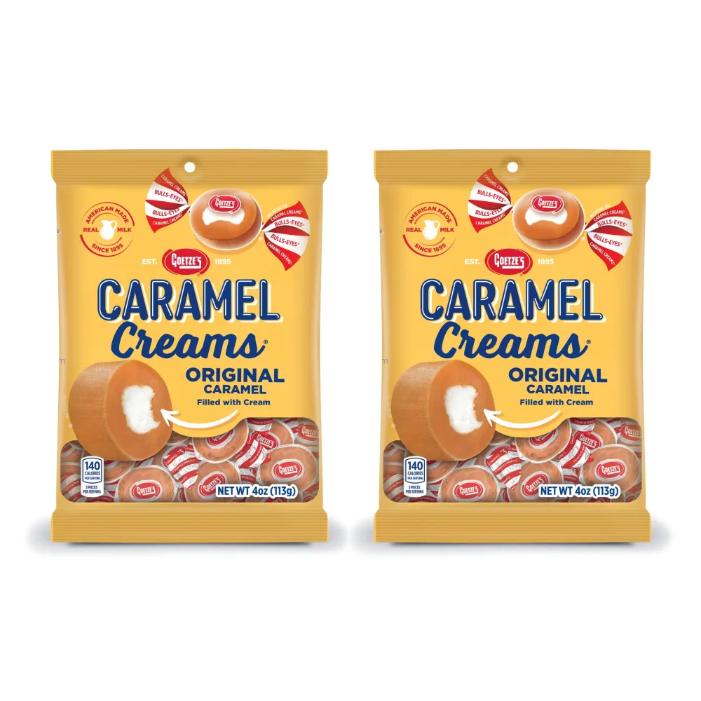 Goetze's Candy Vanilla Caramel Creams - 4 Ounce Bags - 2 Pack - Fresh from the Factory