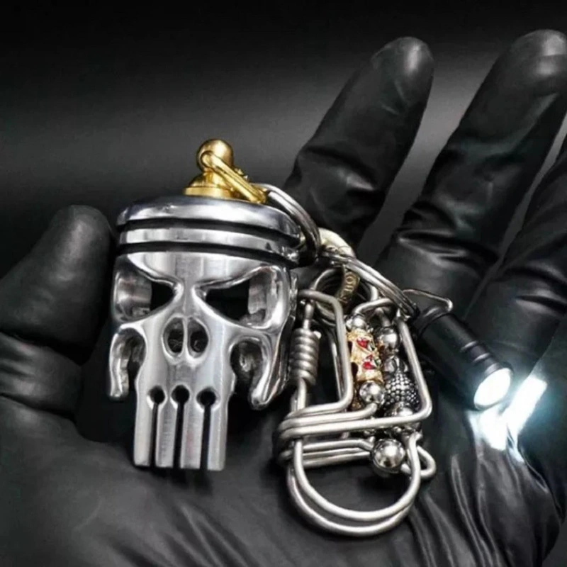 Alloy Skull Key Ring Accessories Decorative Piston Art Ring