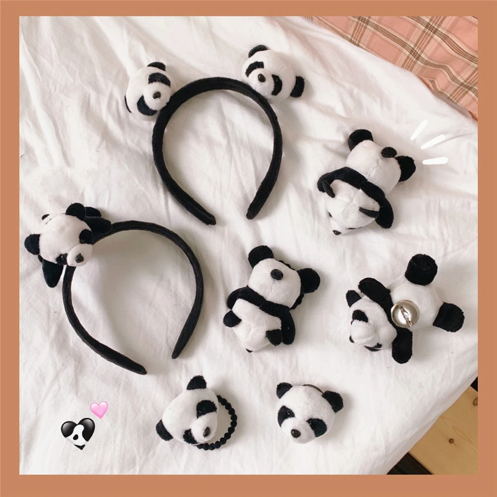 Ins Panda Brooch Lying Down Doll Bag Accessories Female Hair Ring