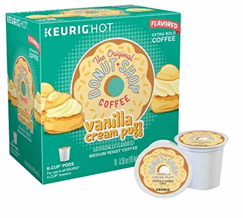 The Original Donut Shop Coffee 24 K Cups Count Pods Capsules (FLAVORS) Light/Medium/Bold Roast Flavored Premium Coffee For Keurig Machine (24 K-Cups Original Donut Shop Vanilla Cream Puff)