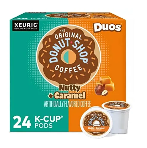 The Original Donut Shop Coffee 24 K Cups Count Pods Capsules (FLAVORS) Light/Medium/Bold Roast Flavored Premium Coffee For Keurig Machine (24 K-Cups Original Donut Shop Nutty Caramel)