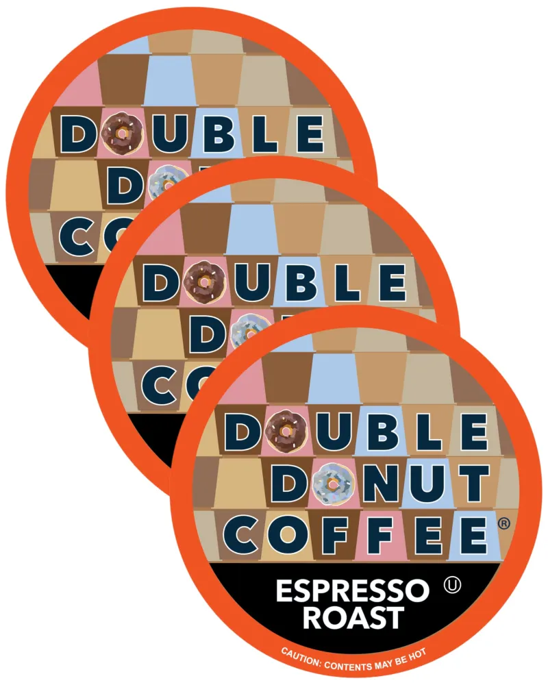 Double Donut Coffee Espresso Roast Blend in Recyclable Single Serve Espresso Pods for the Keurig K Cup Machine, 24 Count (Pack of 3)