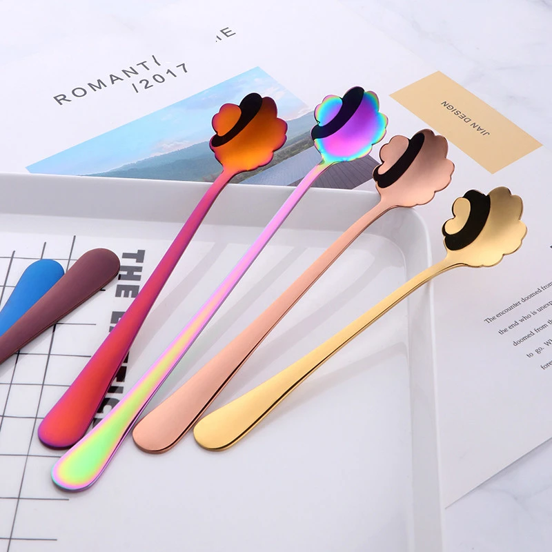 Stainless Steel Sunflower 304 Color Titanium Plated Lace Spoon