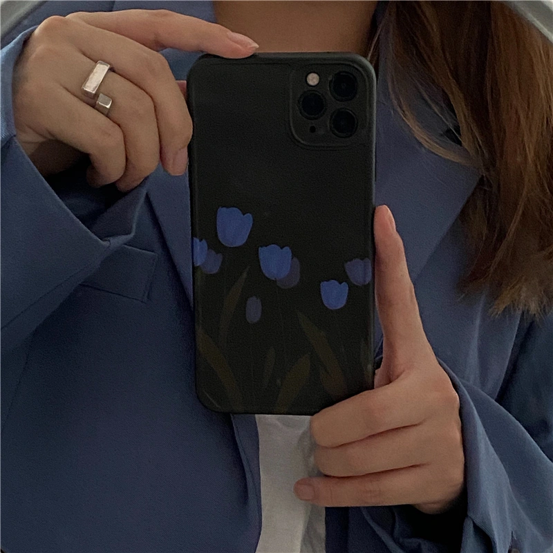 Niche Ins Style Klein Blue Tulip Flower Phone Case