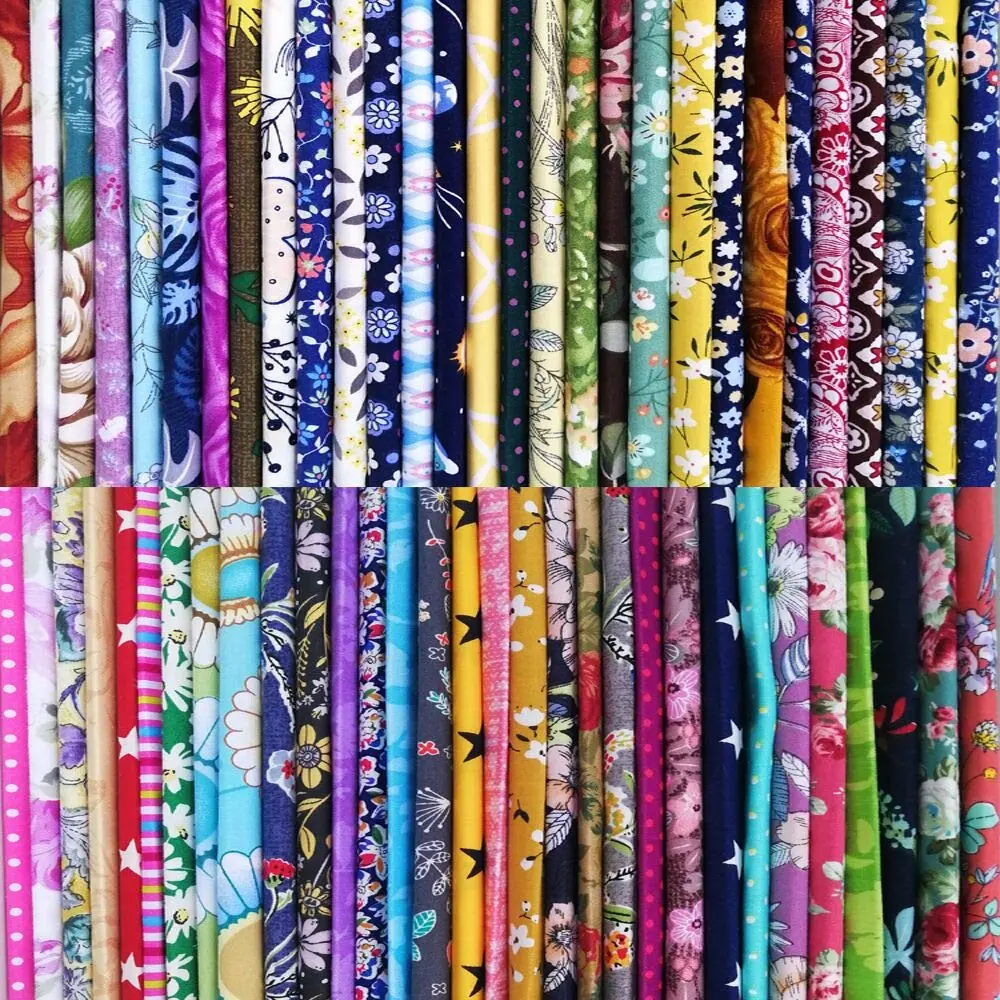 50pcs 8 x 8 inches Cotton Fabric Bundle Squares for Quilting Sewing, Precut Fabric Squares for Craft Patchwork