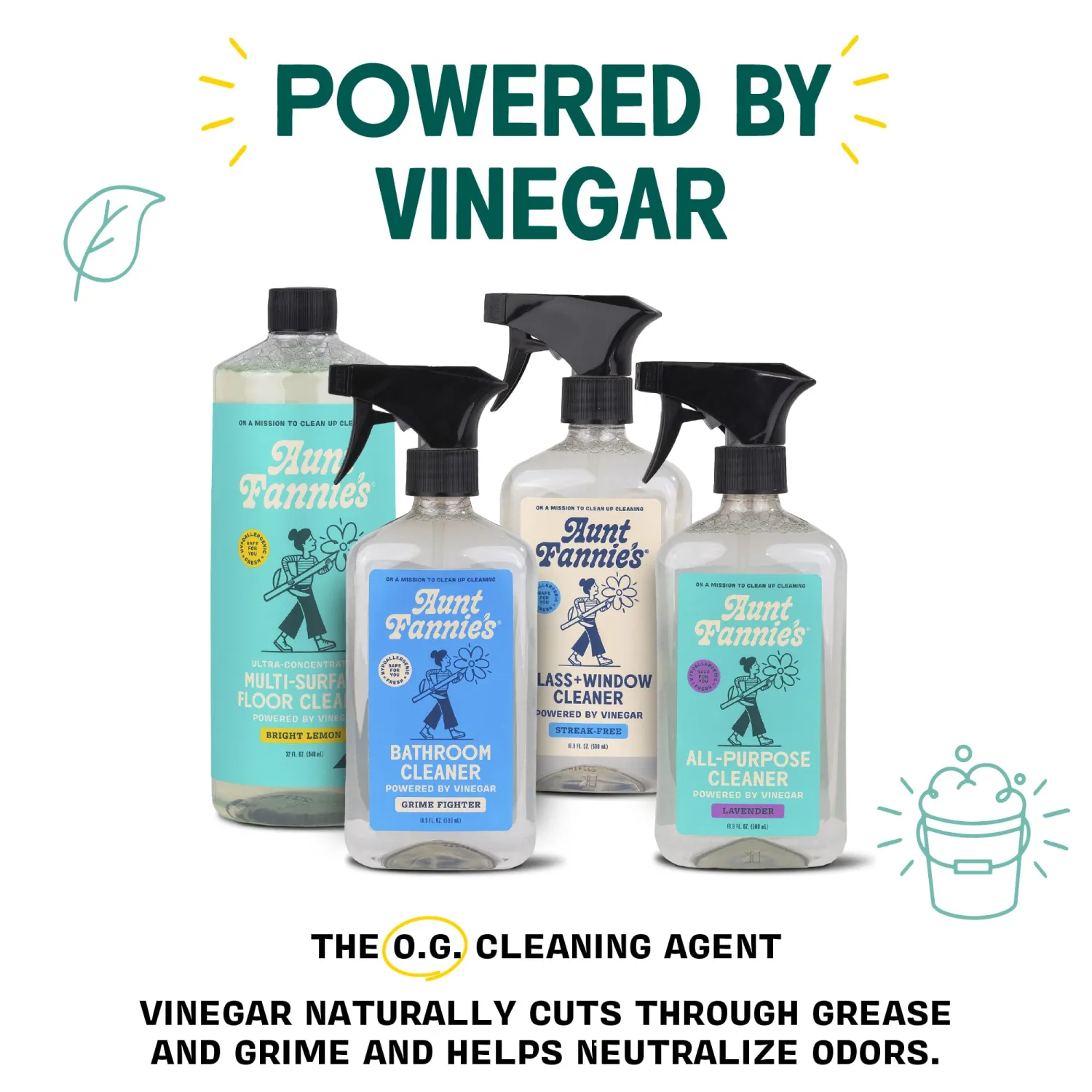 Aunt Fannie's Ultra Concentrated Floor Cleaner Vinegar Wash, Multi-Surface Floor Cleaner For Mopping, Makes 16 Gallons, Lavender Scent, 32 oz. (Pack of 1)