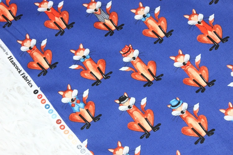 Plain Cotton Fabric Nordic Style Animal Fox Print Handmade DIY