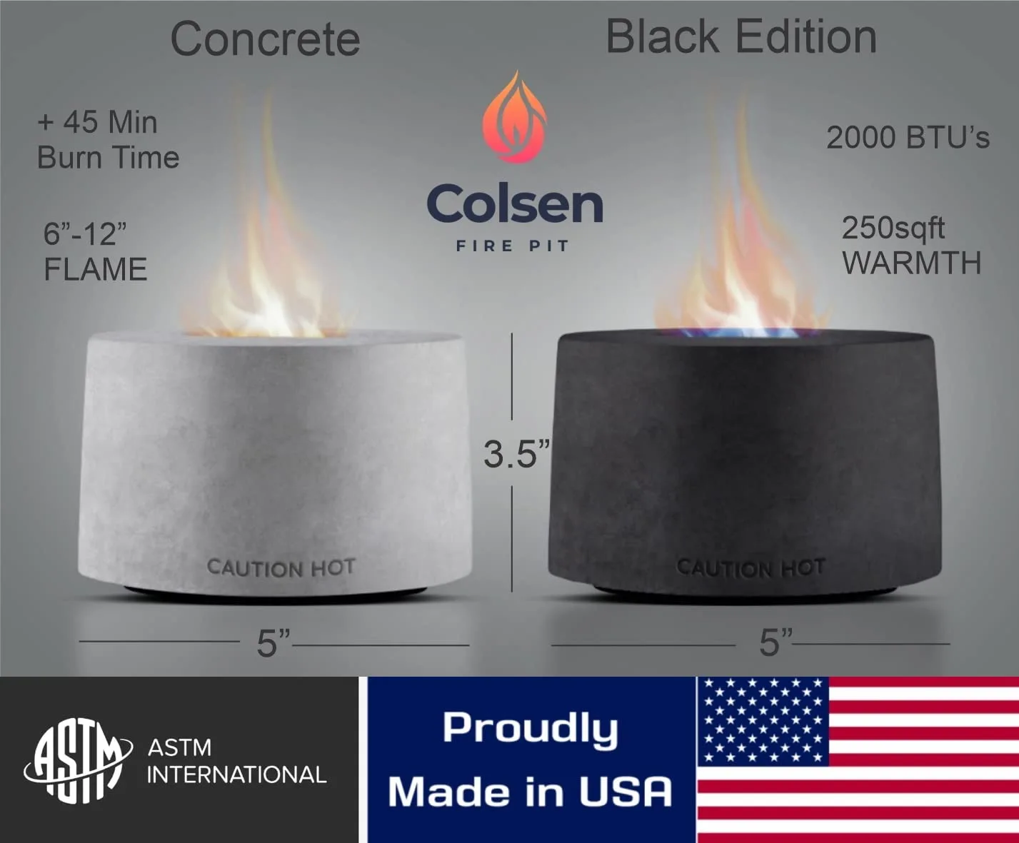colsen Tabletop Ethanol Fireplace Indoor Outdoor Fire Pit Portable Fire Concrete Bowl Pot Fireplace