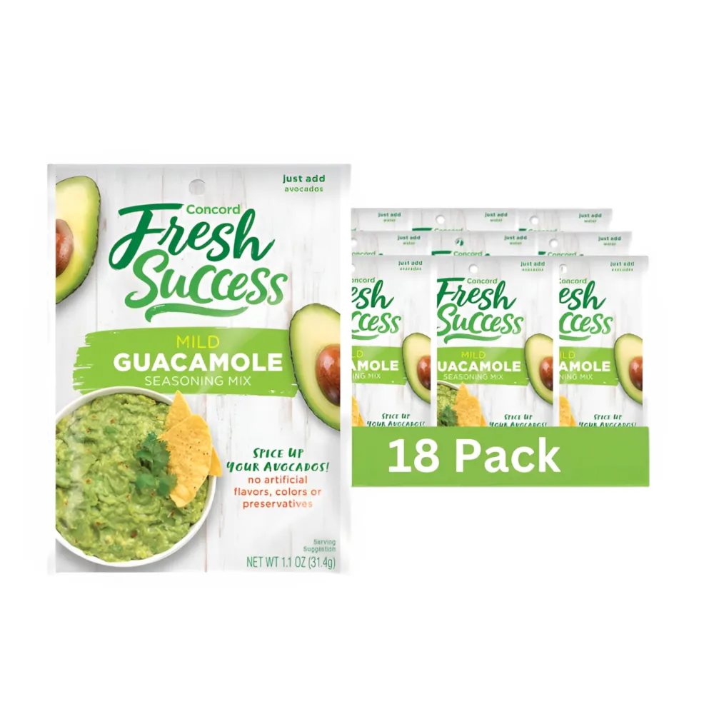 Concord Foods Classic Mild Guacamole Mix Authentic Flavor for Dips, Avocados, and Salsas with Natural Flavor and Easy Preparation - Perfect for Homemade Guacamole - 1.1 oz Packet Pack of 18