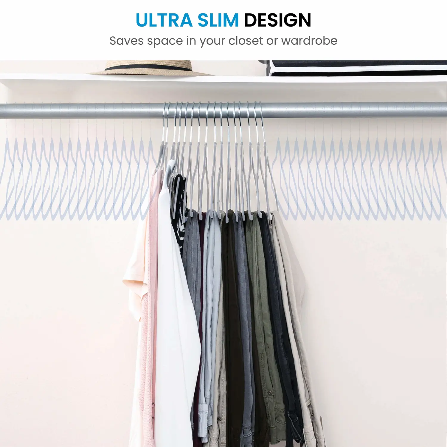 ZOBER 50pk Rubber Coated Non-Slip Hangers, Ultra Slim & Durable - Home & Kitchen