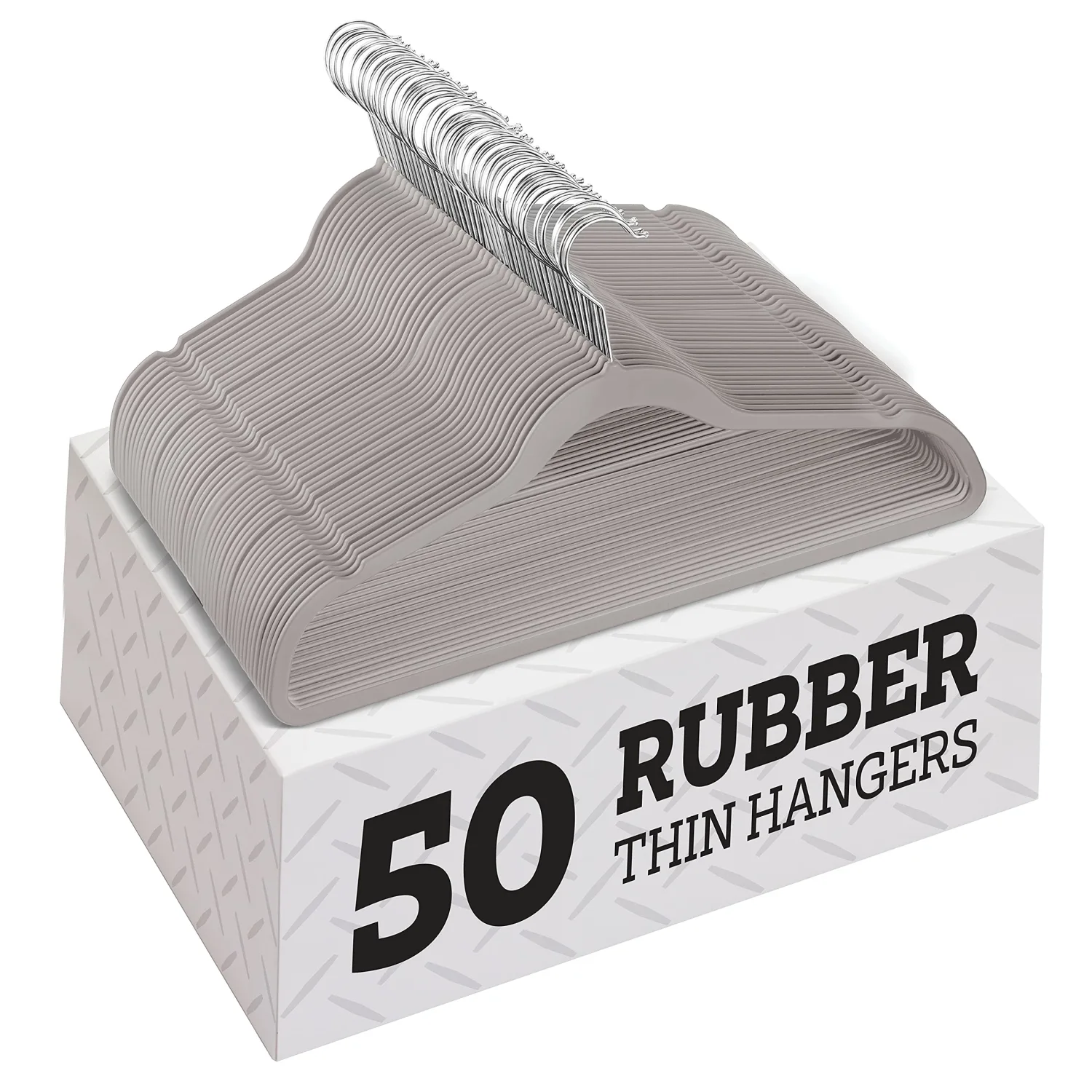 ZOBER 50pk Rubber Coated Non-Slip Hangers, Ultra Slim & Durable - Home & Kitchen