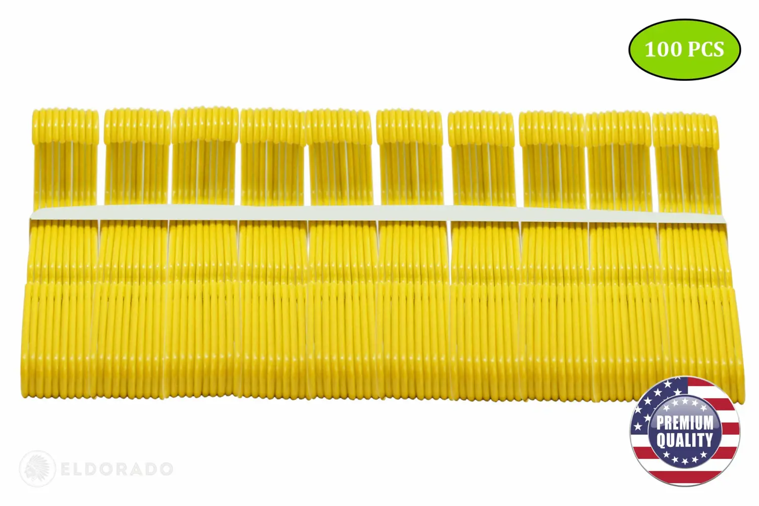 Eldorado Hangers for Adult Size Clothing, Plastic, Ideal for Everyday Standard Use Clothes, Shirts, Blouses, T-Shirts, Dresses, Jackets, Suits. Color - Yellow, Pack - 100 PCS.