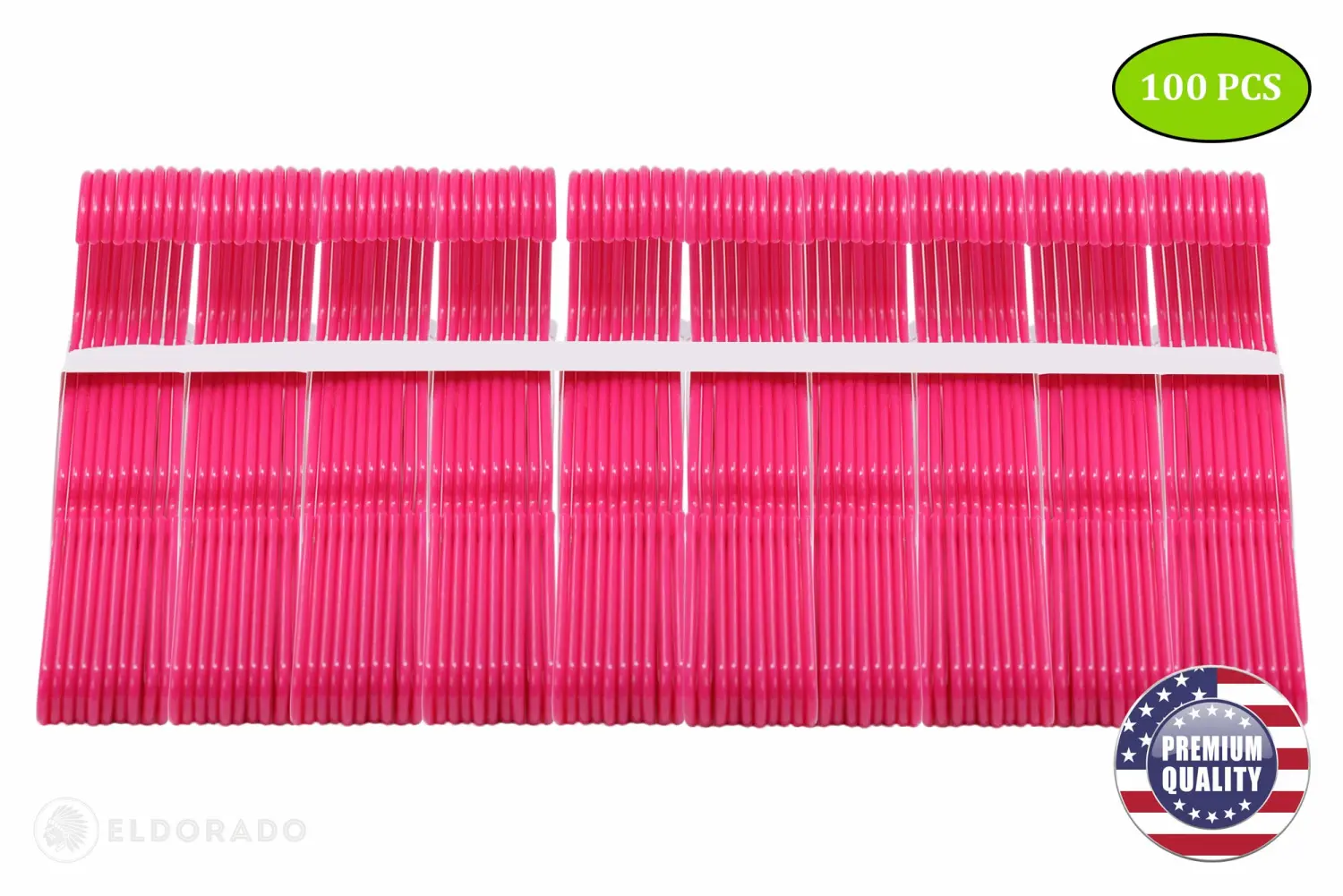 Eldorado Hangers for Adult Size Clothing, Plastic, Ideal for Everyday Standard Use Clothes, Shirts, Blouses, T-Shirts, Dresses, Jackets, Suits. Color - Hot Pink, Pack - 100 PCS.