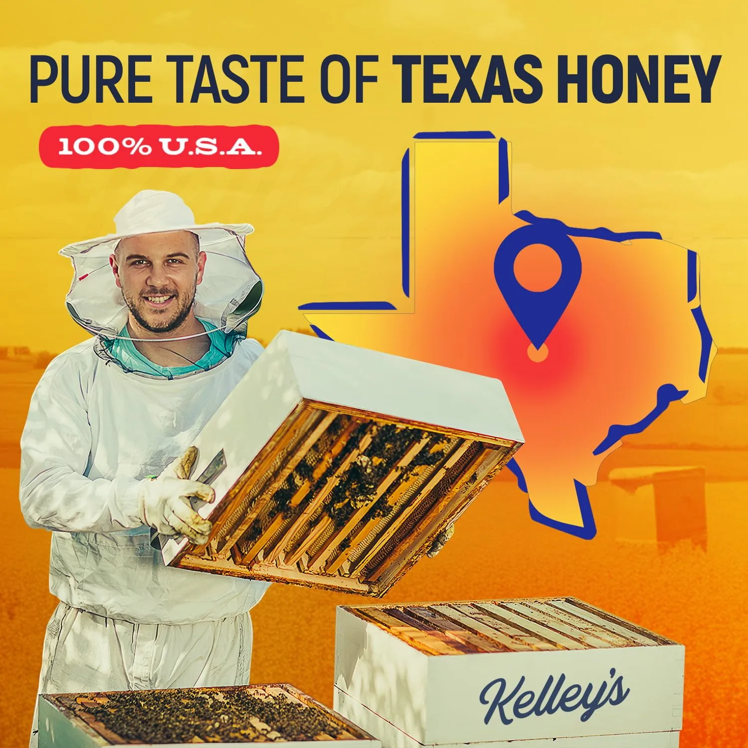 Kelley's Local Texas Raw & Unfiltered Raw Honey, Pure Honey, (32 ounce)