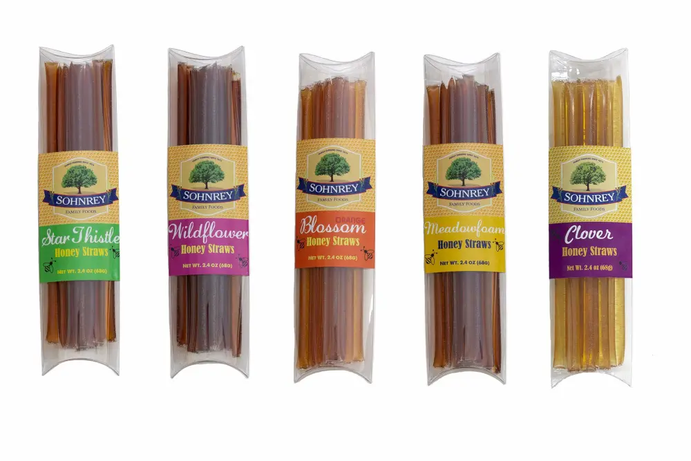 Honey Straws Variety Gift Pack - Five 100% Pure and Natural California Honey Varietals - Sohnrey Family Foods