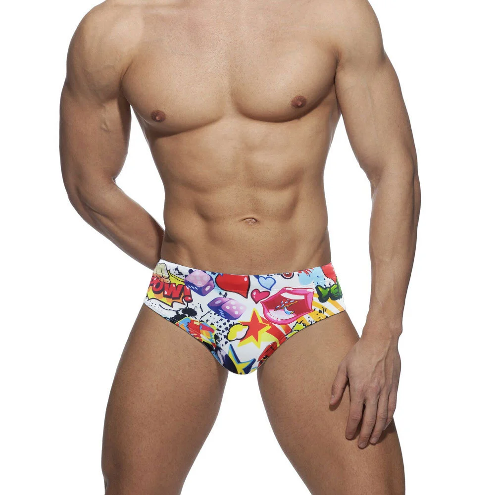 Cartoon Doodle Fashion Men's Swimming Briefs