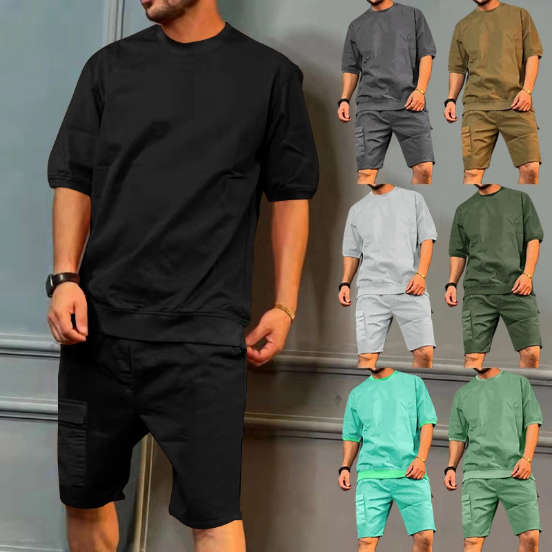 Men's Workwear Multi-pocket Shorts Tracksuit