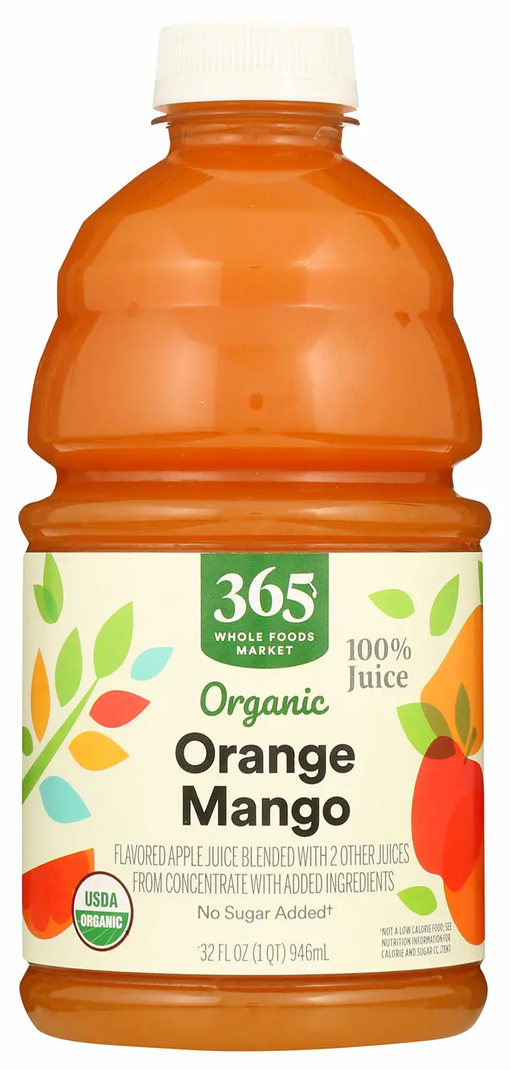 365 by Whole Foods Market, Organic 100% Juice, Flavored Juice Blend from Concentrate, Orange Mango, 32 Fl Oz