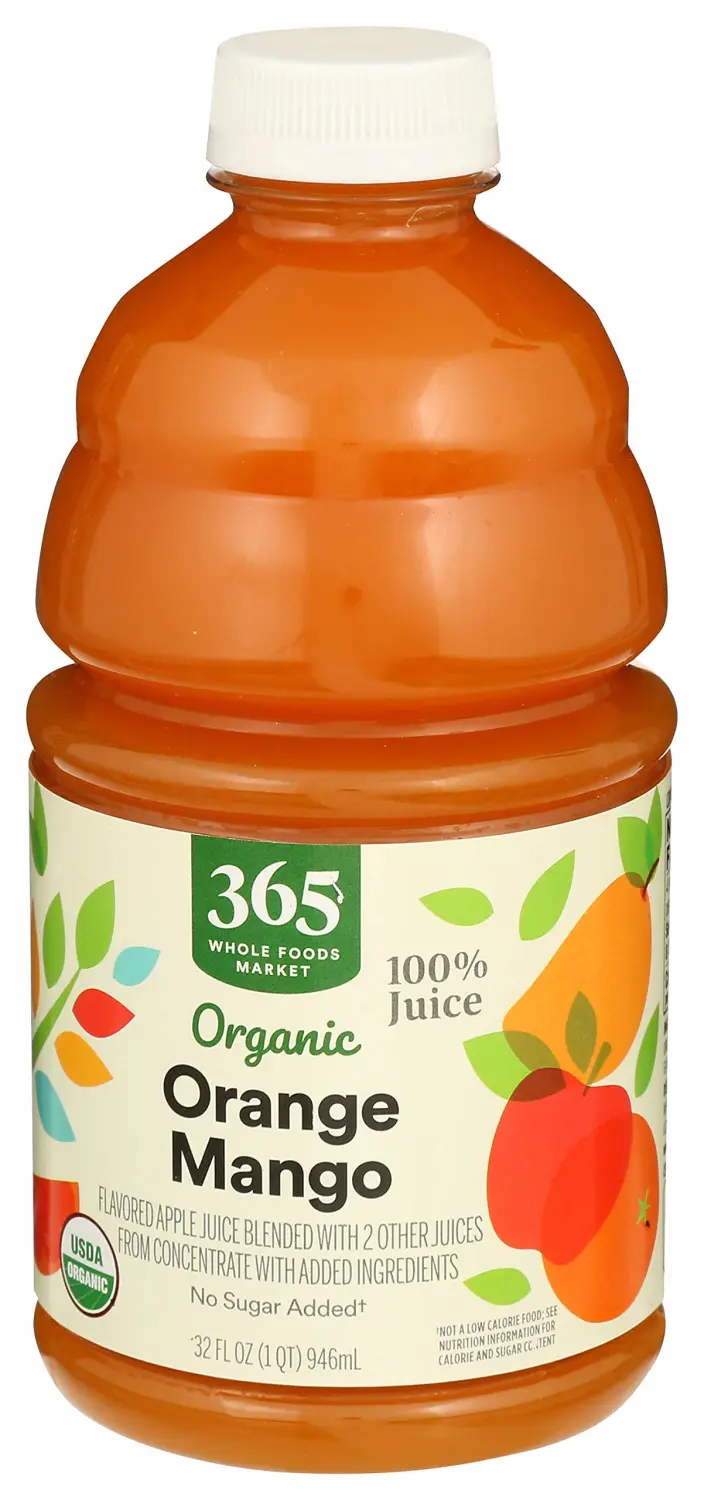 365 by Whole Foods Market, Organic 100% Juice, Flavored Juice Blend from Concentrate, Orange Mango, 32 Fl Oz