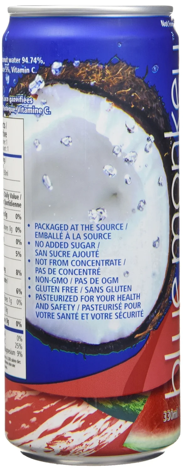 blue monkey Sparkling Coconut Juice, Watermelon, 134.4 Fl Oz (Pack of 12)