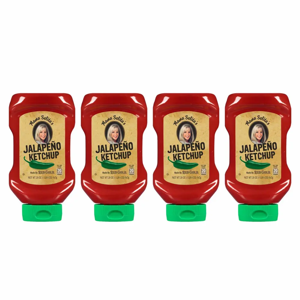 Mama Selita's Jalapeno Tomato Ketchup, Gluten Free, No Drip Easy Squeeze 20 Ounce Bottles, 4-Pack