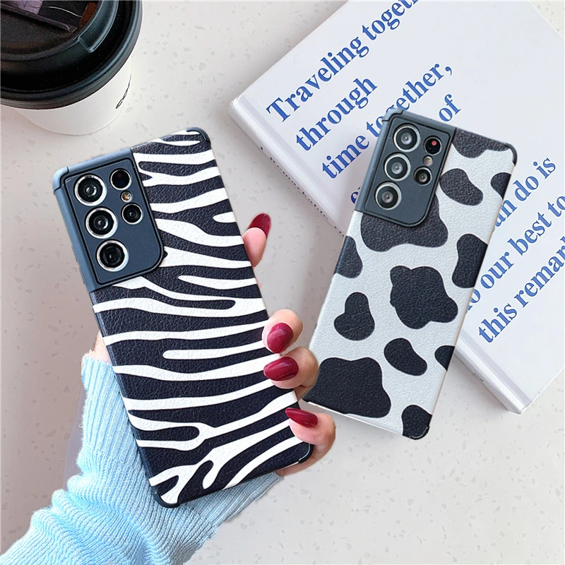 Black And White Lambskin Soft Rubber Phone Case